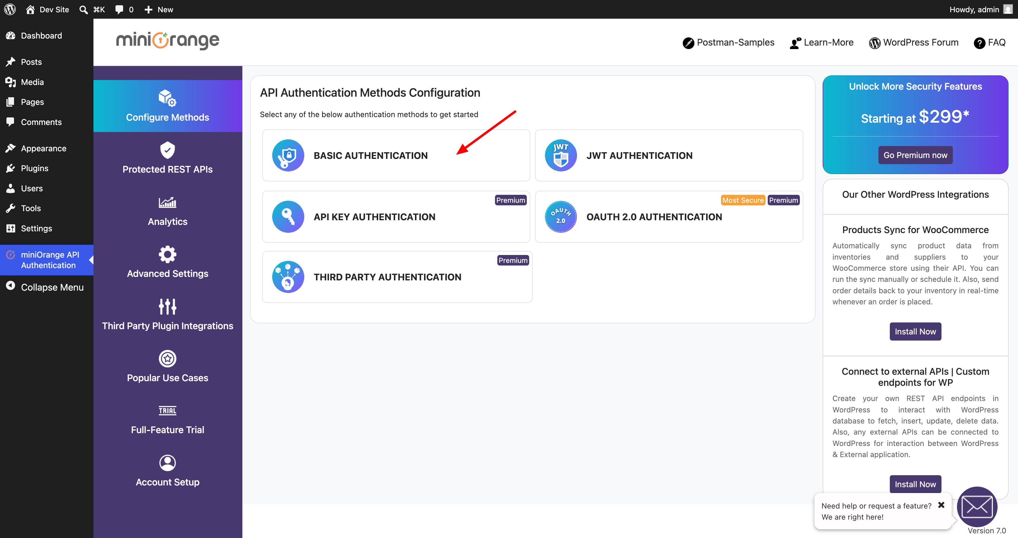 Select Basic Authentication
