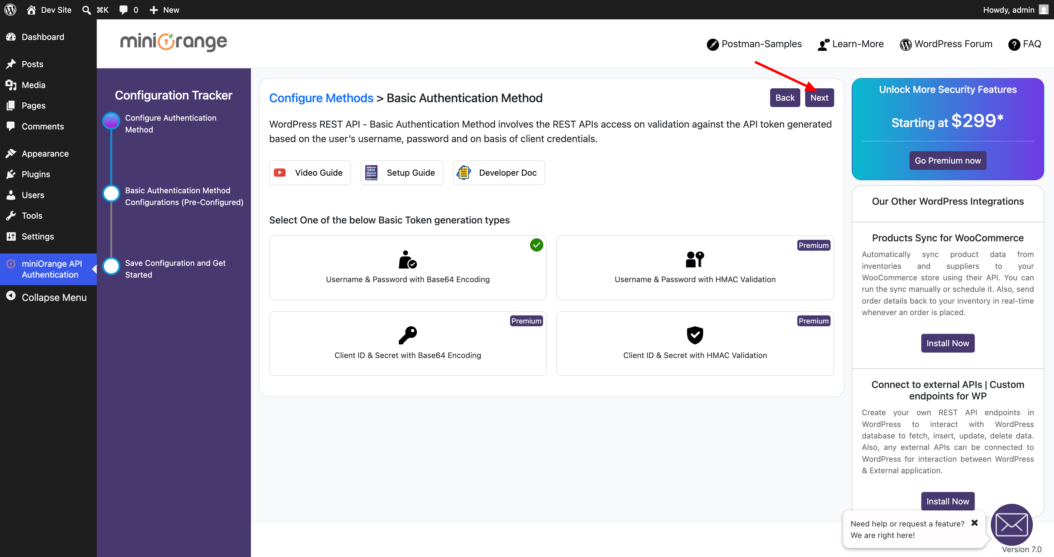 Basic Authentication options