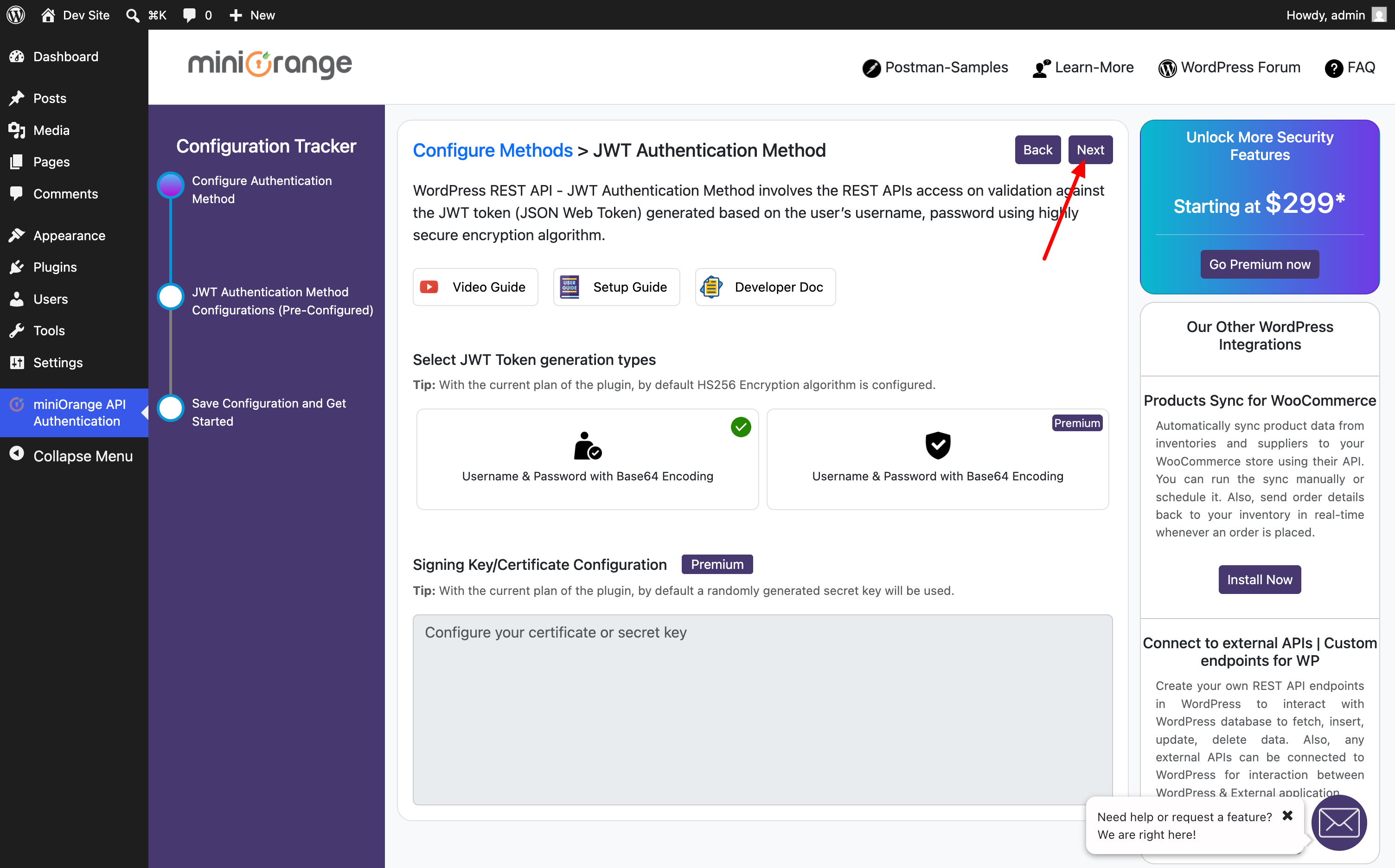 JWT Authentication options